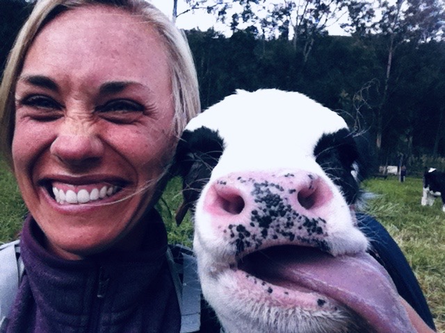 Selfie with a cow in Ecuador.