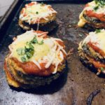 Eggplant stacks fresh out of the oven.