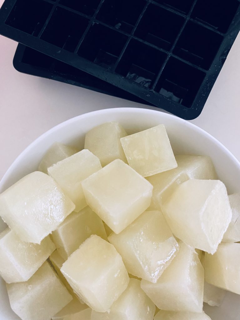 Fresh frozen lime juice ice cubes.