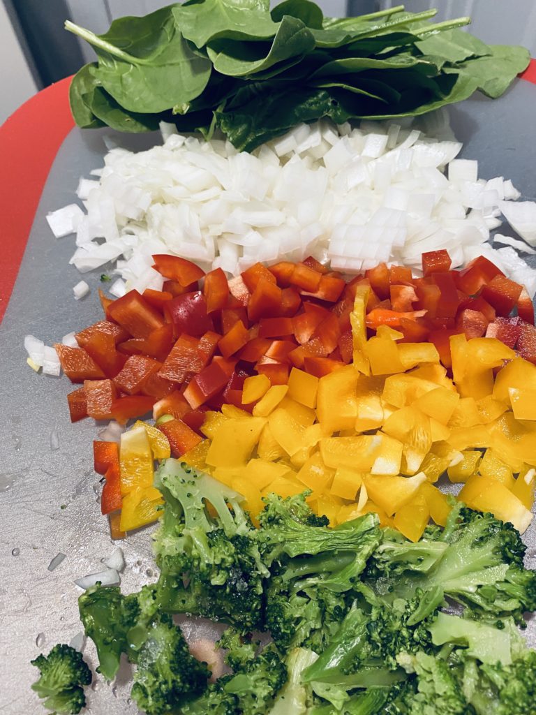 Veggie prepped for Loaded veggie biscuits. 