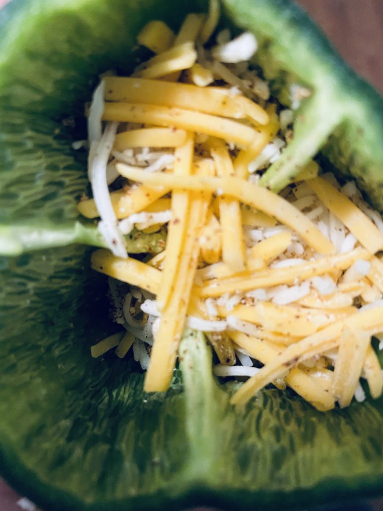 Poblano pepper stuffed with cheese.