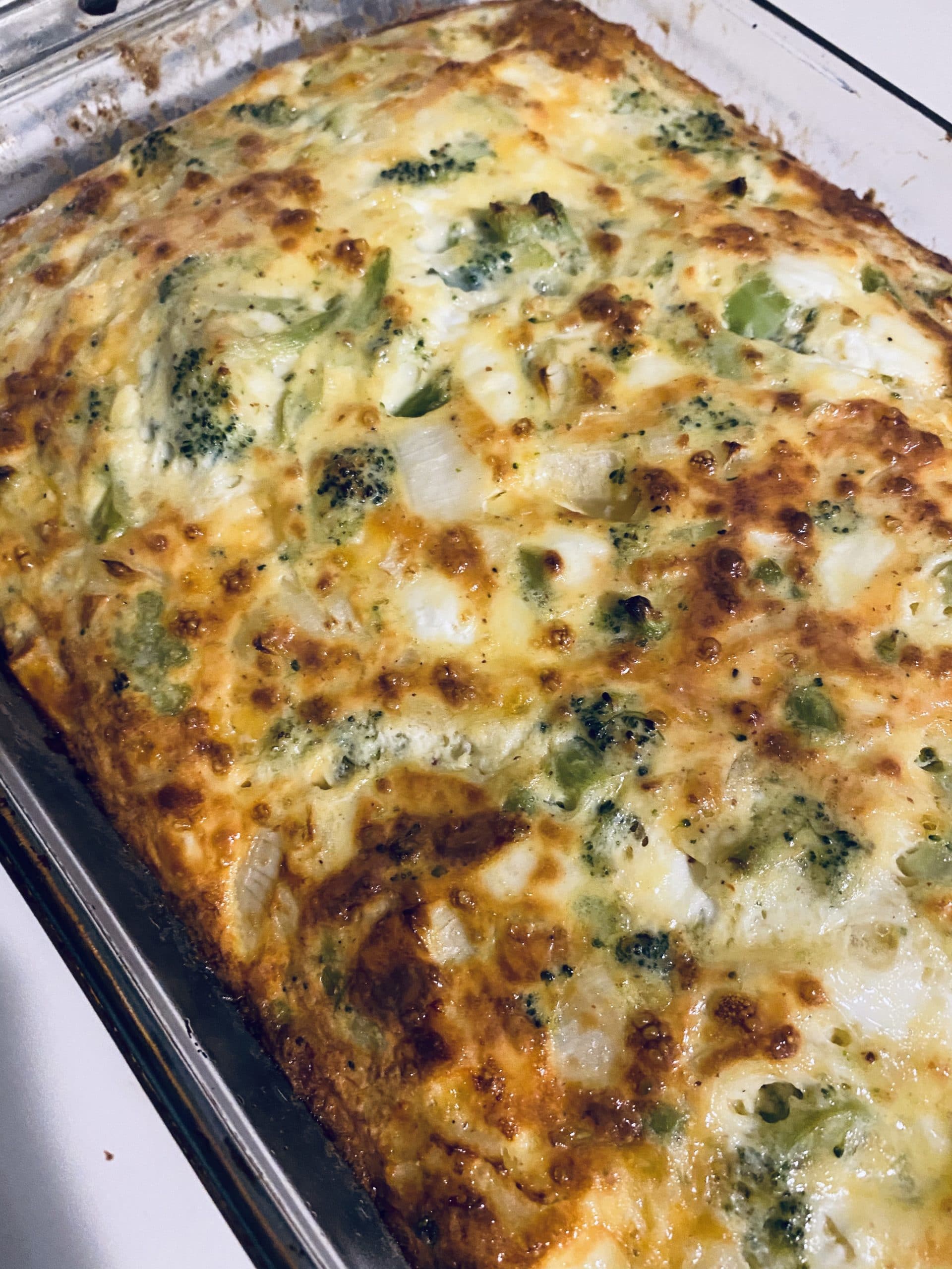 Broccoli Cheese Egg Bake just out of the oven.