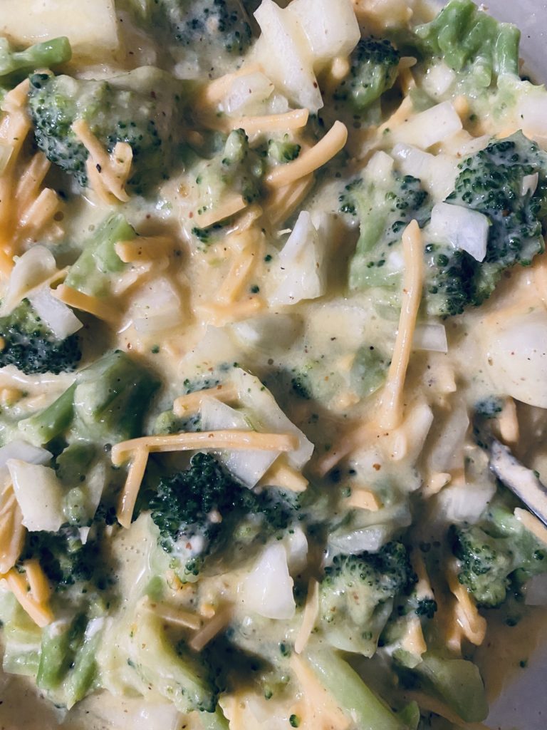 Broccoli Cheese Egg Bake ingredients.