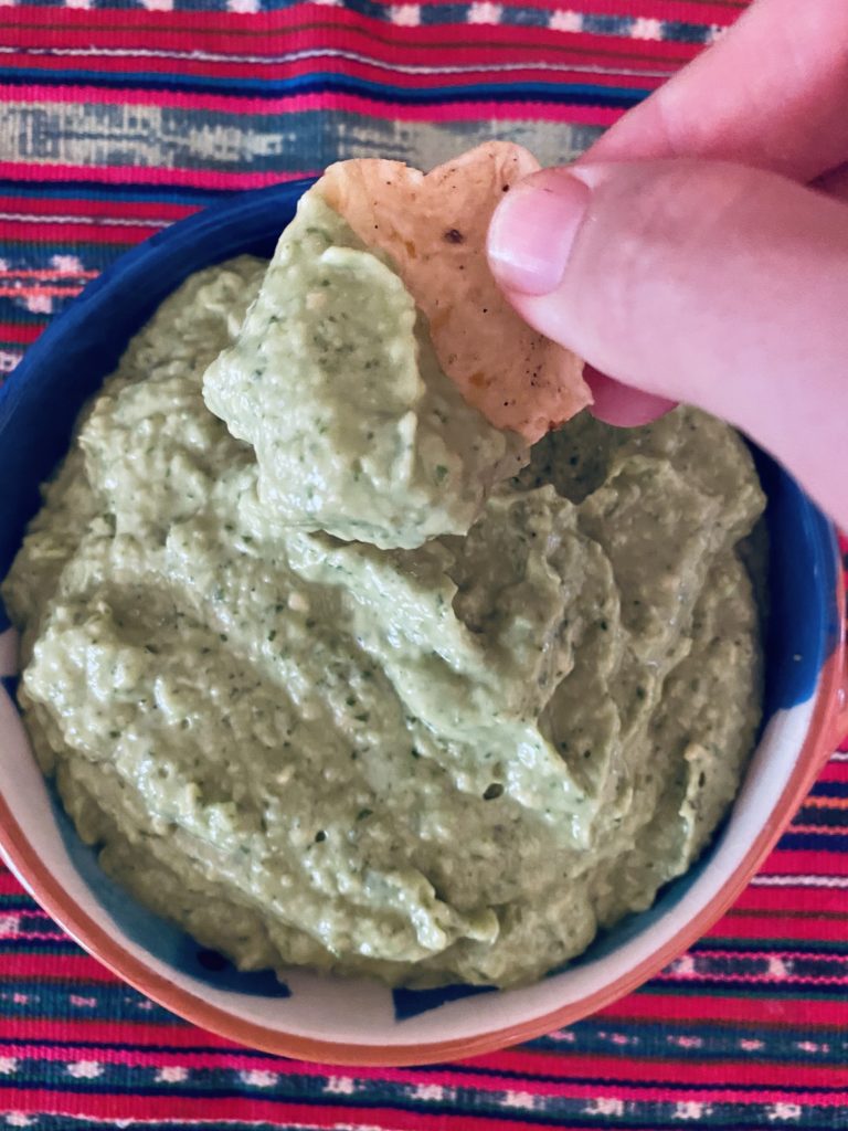 Creamy Avocado Dip being enjoyed. 