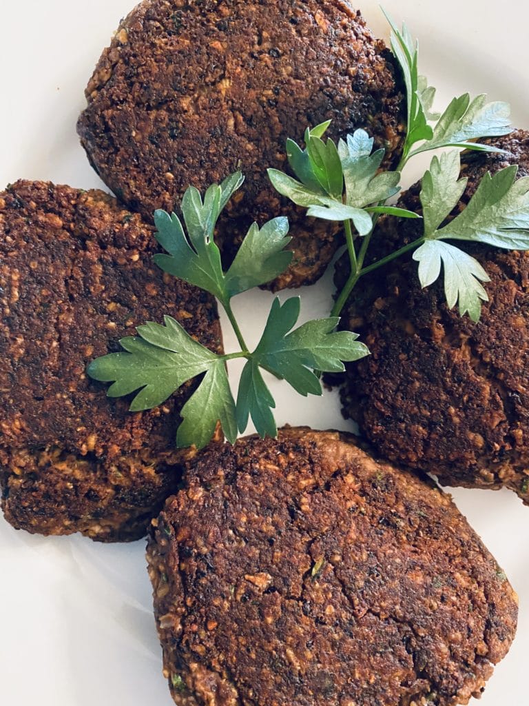 Cooked Mushroom Black Bean Burgers,