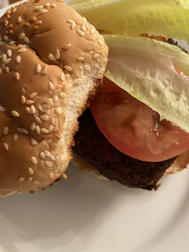 Mushroom Black Bean Burgers ready to be enjoyed.