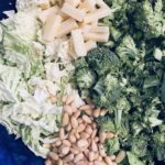 Broccoli Cabbage Caesar Salad ready to be dressed.