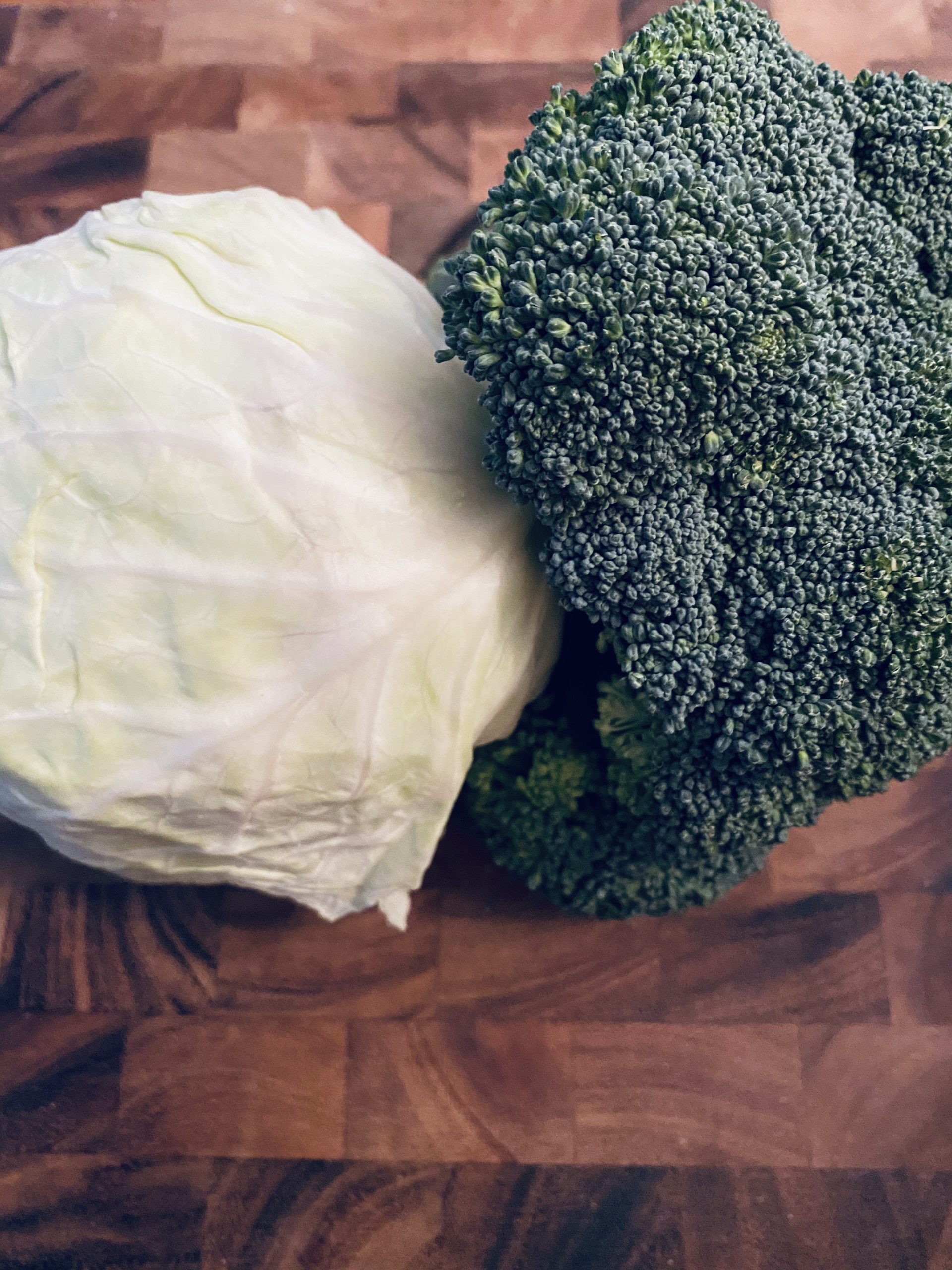 Broccoli and cabbage for a Broccoli Cabbage Caesar Salad. 