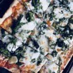 Broccoli rabe pizza made with food processor pizza dough.