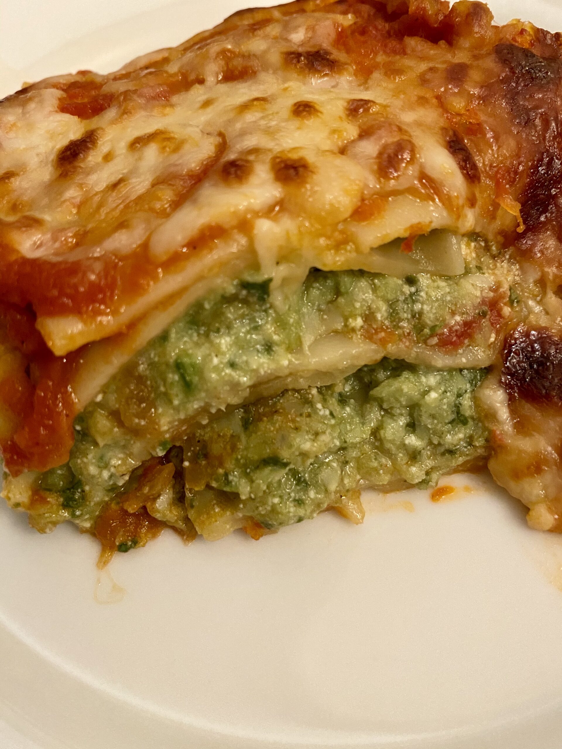 Artichoke and Spinach Lasagna ready to be enjoyed