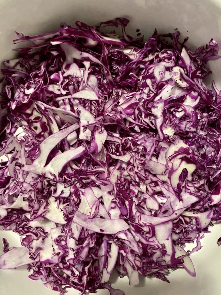 shredded cabbage for a simple salad cabbage coleslaw